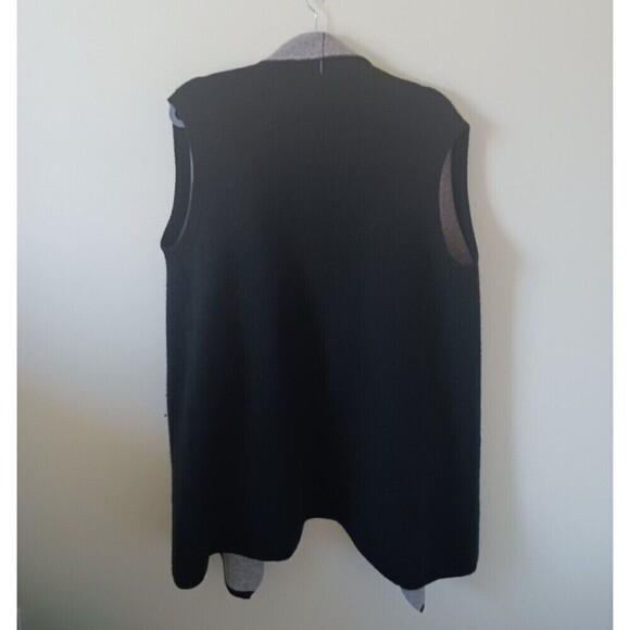 Magaschoni Cashmere Cardigan Vest Waterfall Cashmere Open Front Black Gray L - Picture 2 of 3